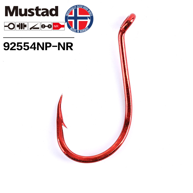Fishing Hook Offset - Mustad Big Red 2X SUICIDE Высокоуглеродистая